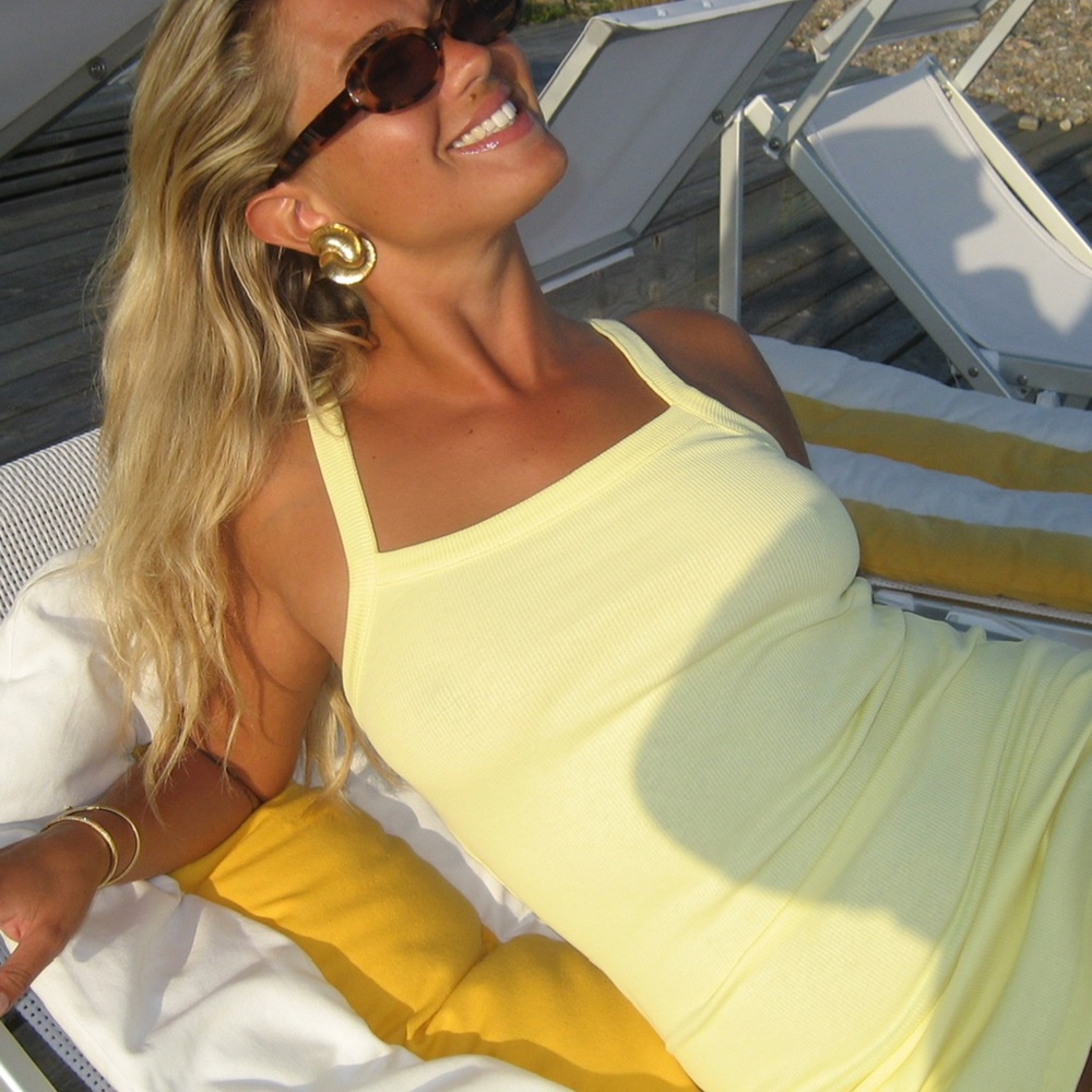 Djerf Avenue Daily Tank Dress Ribbed Baby Yellow